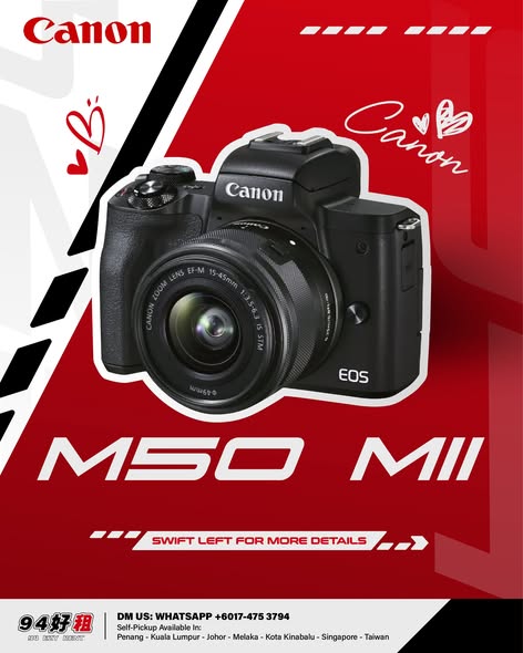 Canon M50 Mark II available for rent at 94 Ezy Rent