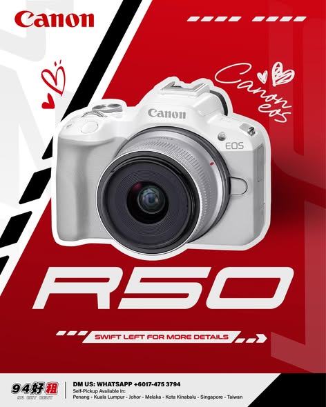 Canon R50 available for rent at 94 Ezy Rent