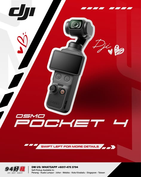 DJI Pocket 4 available for rent at 94 Ezy Rent