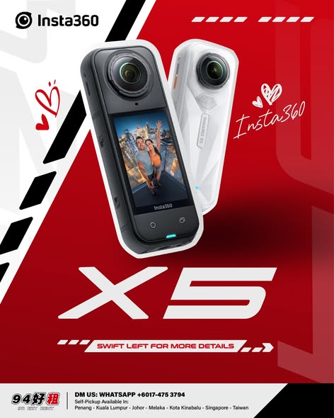 Insta360 X5 360 camera available for rent at 94 Ezy Rent