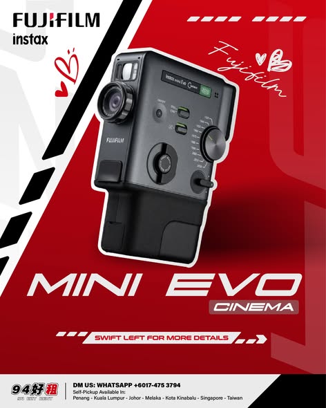 Instax Mini Evo Cinema available for rent at 94 Ezy Rent
